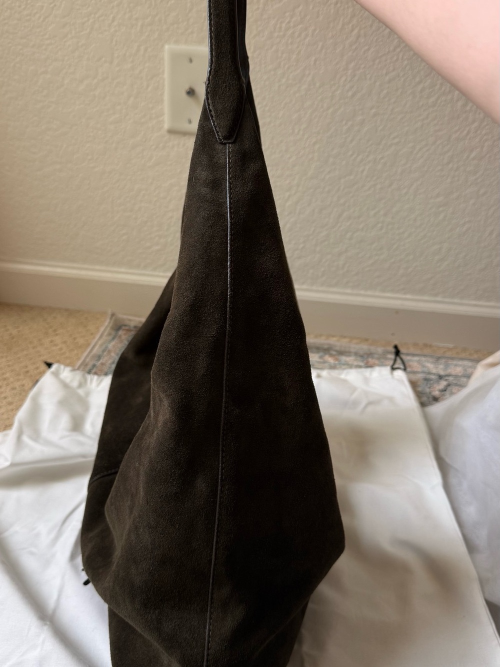 Madewell Slouchy Large Green Suede Hobo Leather Tote - Picture 5 of 9